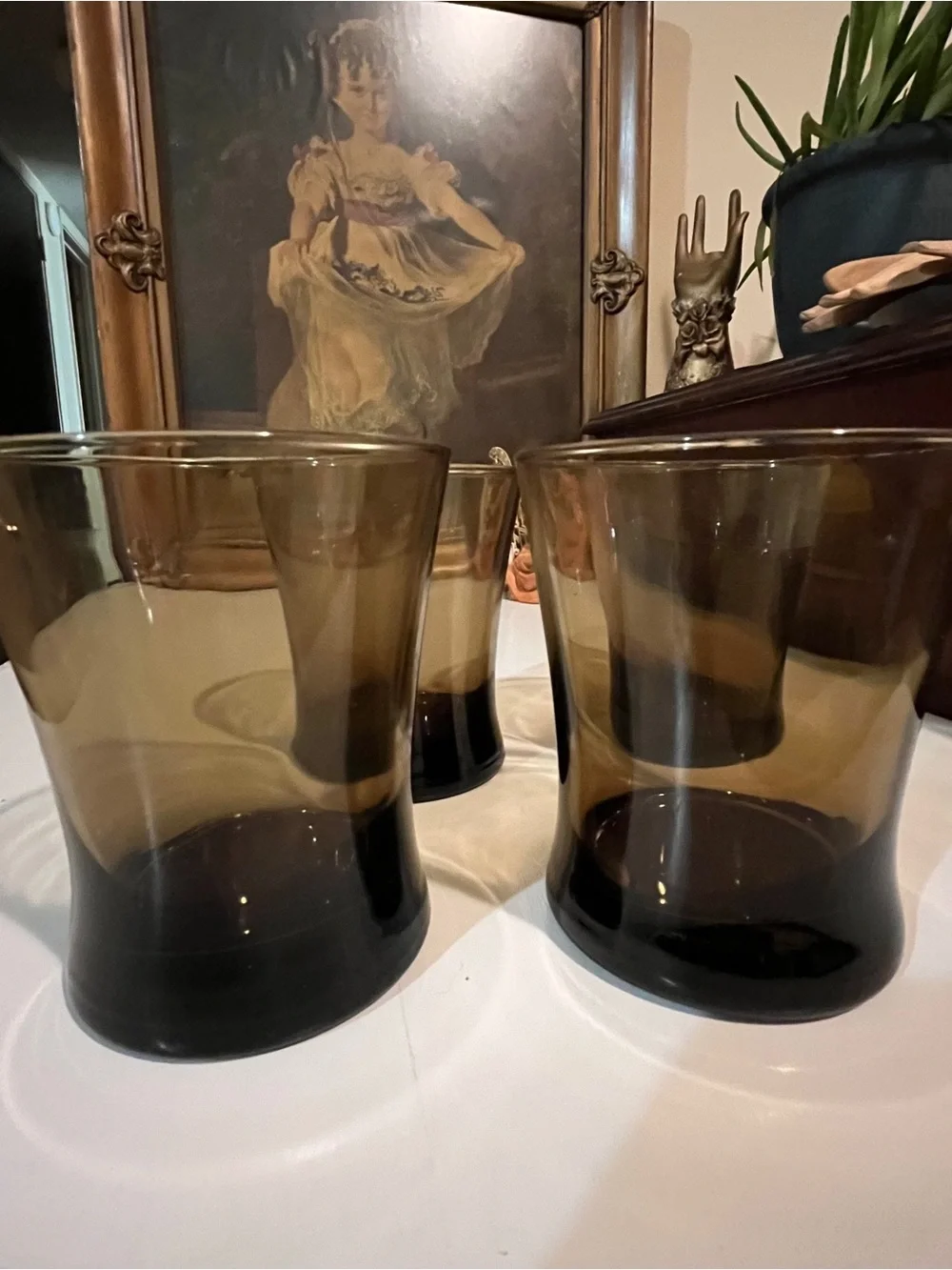 (4) MCM VINTAGE Smokey Brown Rocks High Ball Glasses NO FLAWS
